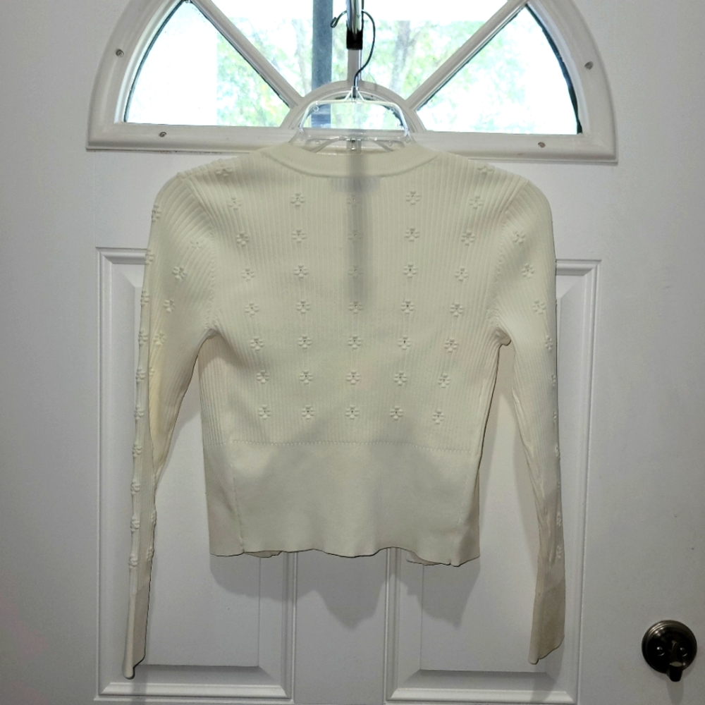 Sandro Paris Cream Cropped Cardigan Size Small - Picture 5 of 10
